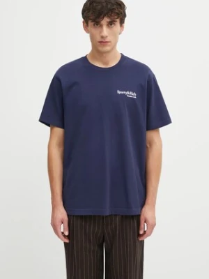 Sporty & Rich t-shirt bawełniany Play Tennis kolor granatowy z nadrukiem TO043621425BL106