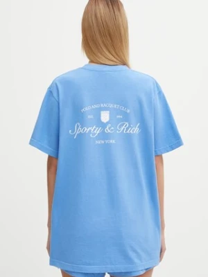 Sporty & Rich t-shirt bawełniany Syracuse damski kolor niebieski TO043621306BL102