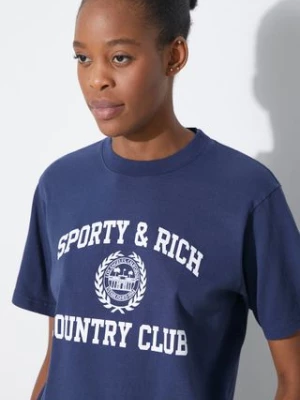 Sporty & Rich t-shirt bawełniany Varsity Crest T Shirt damski kolor granatowy TSAW2353NA