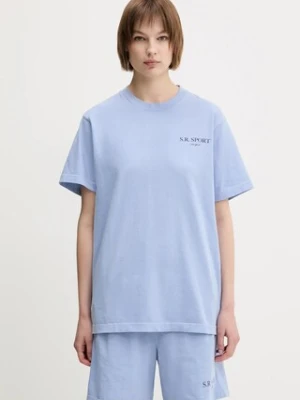Sporty & Rich t-shirt bawełniany Wimbledon damski kolor niebieski TO043612201BL59