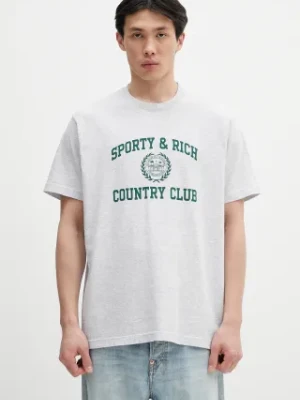 Sporty & Rich t-shirt Varsity Crest kolor szary z nadrukiem TO043606218GY03