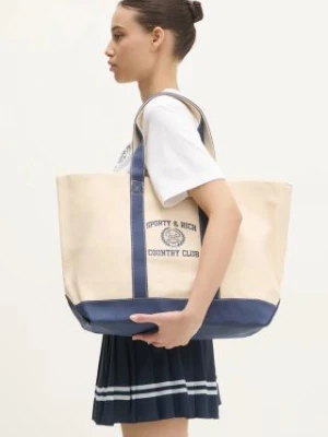 Sporty & Rich torebka bawełniana Varsity Crest Two Tone Tote kolor beżowy BA006516218BE06