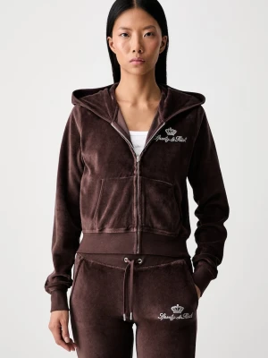 Sporty & Rich x Juicy Couture bluza rozpinana z kapturem welurowa damska