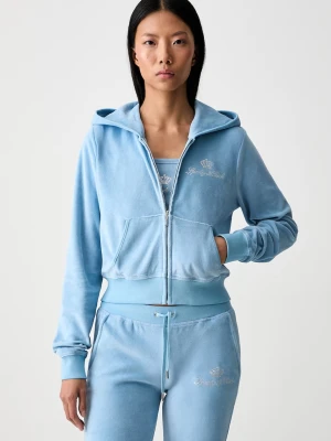 Sporty & Rich x Juicy Couture bluza rozpinana z kapturem welurowa damska