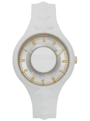 Sporty White and Gold Watch Versus Versace