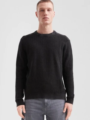 Sprany sweter z dzianiny z teksturowanym wzorem QS czarny