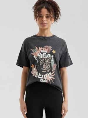 Sprany T-shirt o kroju oversize QS czarny