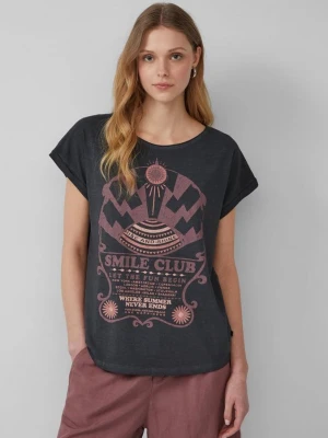 Sprany T-shirt z nadrukiem z przodu QS czarny