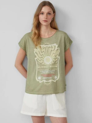 Sprany T-shirt z nadrukiem z przodu QS zielony