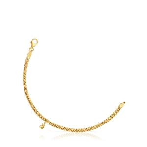 Srebrna Bransoletka Bold Bear Z Łańcuszka Wędzidłowego, Pozłacana 18-Karatowym Złotem - Tous