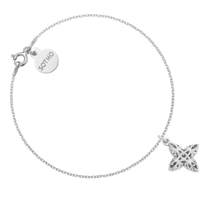 Srebrna bransoletka z ażurowym kwiatkiem SOTHO