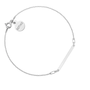 Srebrna bransoletka z delikatną prostokątną blaszką SOTHO