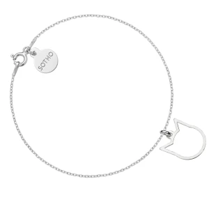 Srebrna bransoletka z delikatnym kotkiem SOTHO