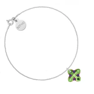 Srebrna bransoletka z kryształem SWAROVSKI® CRYSTAL w kolorze zielonym SOTHO