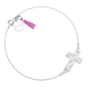 Srebrna bransoletka z krzyżykiem zdobiona chwostem SOTHO