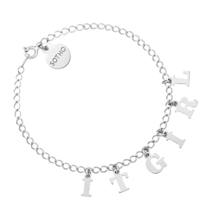 Srebrna bransoletka z literkami i cyferkami : Ilość liter - 1 SOTHO