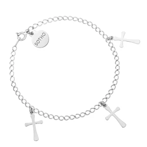 Srebrna bransoletka z trzema krzyżykami SOTHO