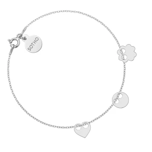 Srebrna bransoletka z trzema zawieszkami SOTHO