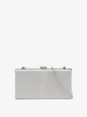 Srebrna Brokatowa Torebka Typu Kopertówka Ozdobiona Tłoczeniem Talafena caely