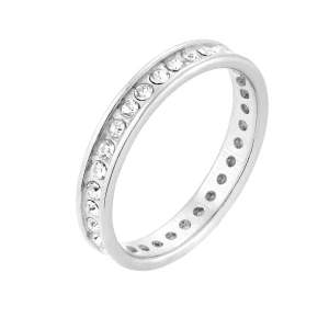 Srebrna obrączka z bezbarwnymi kryształami Preciosa : pierścionki - 18 SOTHO