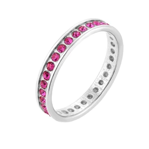 Srebrna obrączka z różowymi kryształami Preciosa : pierścionki - 12 SOTHO