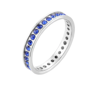 Srebrna obrączka z szafirowymi kryształami Preciosa : pierścionki - 16 SOTHO