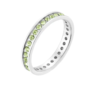 Srebrna obrączka z zielonymi kryształami Preciosa : pierścionki - 12 SOTHO