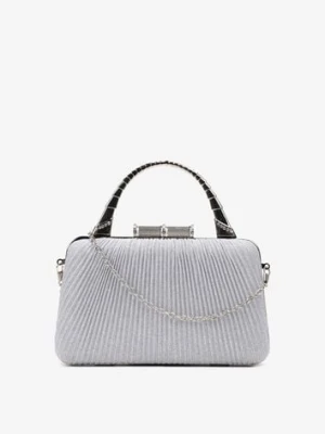 Srebrna Połyskująca Torebka Kopertówka z Łańcuszkiem Bouffa