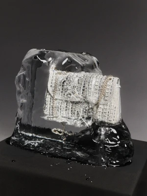 Srebrna skórzana torebka z kryształkami TARANKO