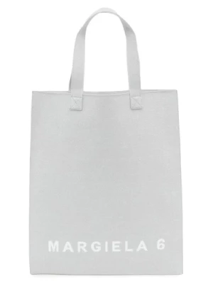 Srebrna torba z nadrukiem logo Maison Margiela