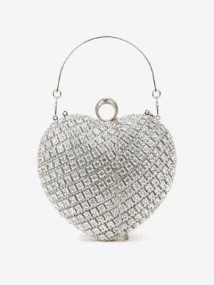 Srebrna Torebka Kopertówka Serce Ozdobiona Cyrkoniami Daniffe