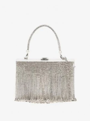 Srebrna Torebka Kopertówka Vices z Cyrkoniami Rączką i Łańcuszkiem Affia