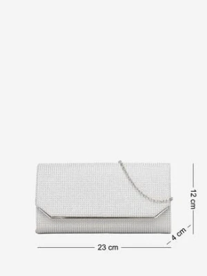 Srebrna Torebka Kopertówka z Brokatem i Łańcuszkiem Florencesa