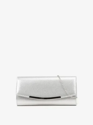 Srebrna Torebka Kopertówka z Łańcuszkiem Zdobiona Aplikacją Idarosea caely