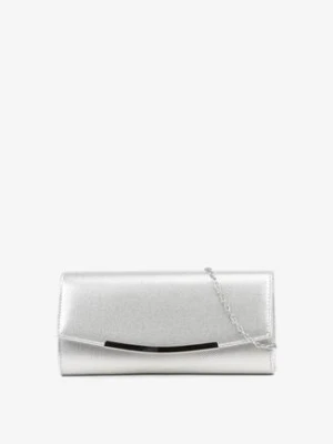 Srebrna Torebka Kopertówka z Metaliczną Aplikacją i Łańcuszkiem Idaritia caely