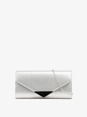 Srebrna Torebka Kopertówka z Ozdobną Aplikacją i Dodatkowym Łańcuszkiem Idanella caely