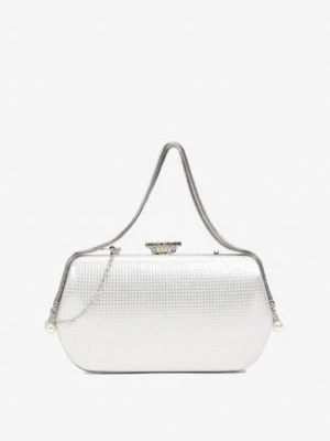 Srebrna Torebka z Długim Łańcuszkiem Ozdobiona Cyrkoniami Tinallie