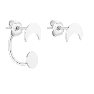 Srebrne asymetryczne kolczyki z księżycem SOTHO