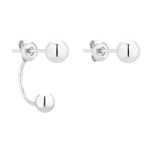 Srebrne asymetryczne kolczyki z kuleczką SOTHO