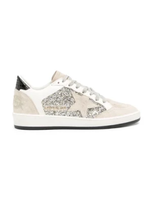 Srebrne Białe Czarne Ball Star Sneakers Golden Goose