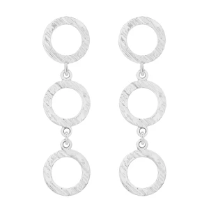 Srebrne długie kolczyki potrójne koła SOTHO