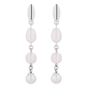 Srebrne długie kolczyki z białymi perłami SWAROVSKI® CRYSTAL SOTHO