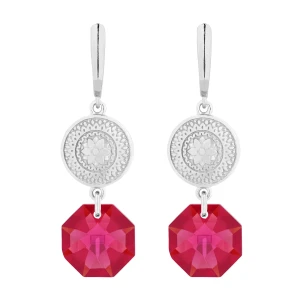 Srebrne długie kolczyki z medalionami i kryształami SWAROVSKI® CRYSTAL SOTHO