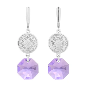 Srebrne długie kolczyki z medalionami i kryształami SWAROVSKI® CRYSTAL SOTHO