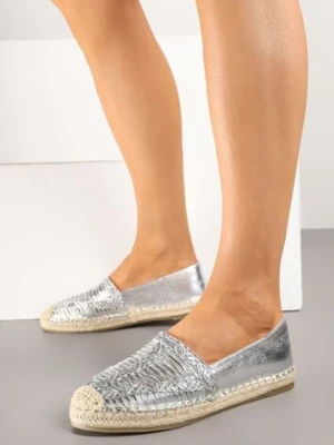 Zdjęcie produktu Srebrne Espadryle z Ozdobną Plecionką na Cholewce w Stylu Boho Adisella