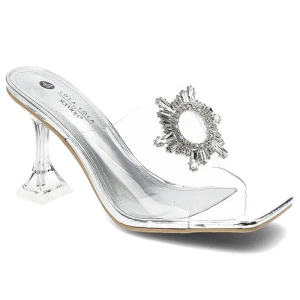 Zdjęcie produktu Srebrne Klapki Sca'viola Eleganckie Buty Damskie