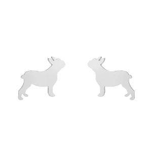Srebrne kolczyki buldogi francuskie SOTHO