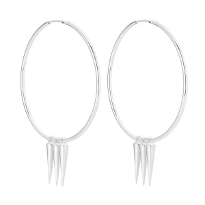 Srebrne kolczyki duże koła z kłami SOTHO