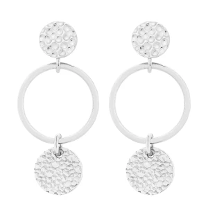 Srebrne kolczyki koła z chropowatymi kółeczkami SOTHO