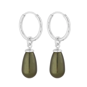 Srebrne kolczyki koła z zielonymi perłami SWAROVSKI® CRYSTAL SOTHO